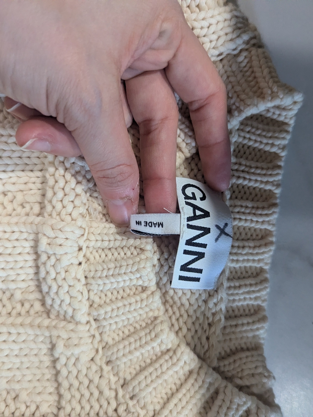 Ganni Cotton Rope Logo Knit Sweater Vext Sz L - Picture 6 of 9